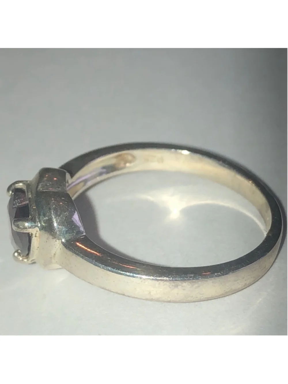 Size 7.25 Heart Shaped Sterling Silver Ring with Red Gemstone